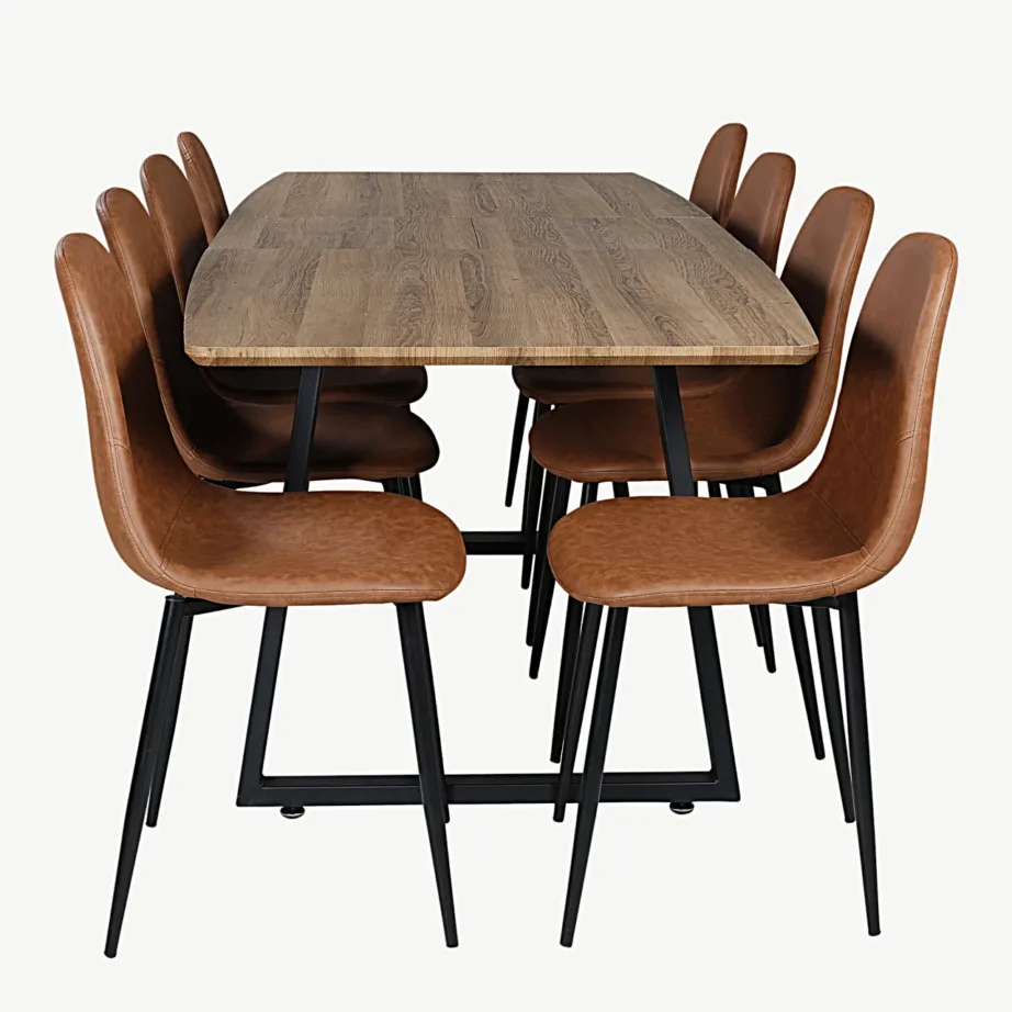 Pähklitooni söögilauakomplekt Inca mustade metalljalgade ja pruunide Polar toolidega, GR551 – 2