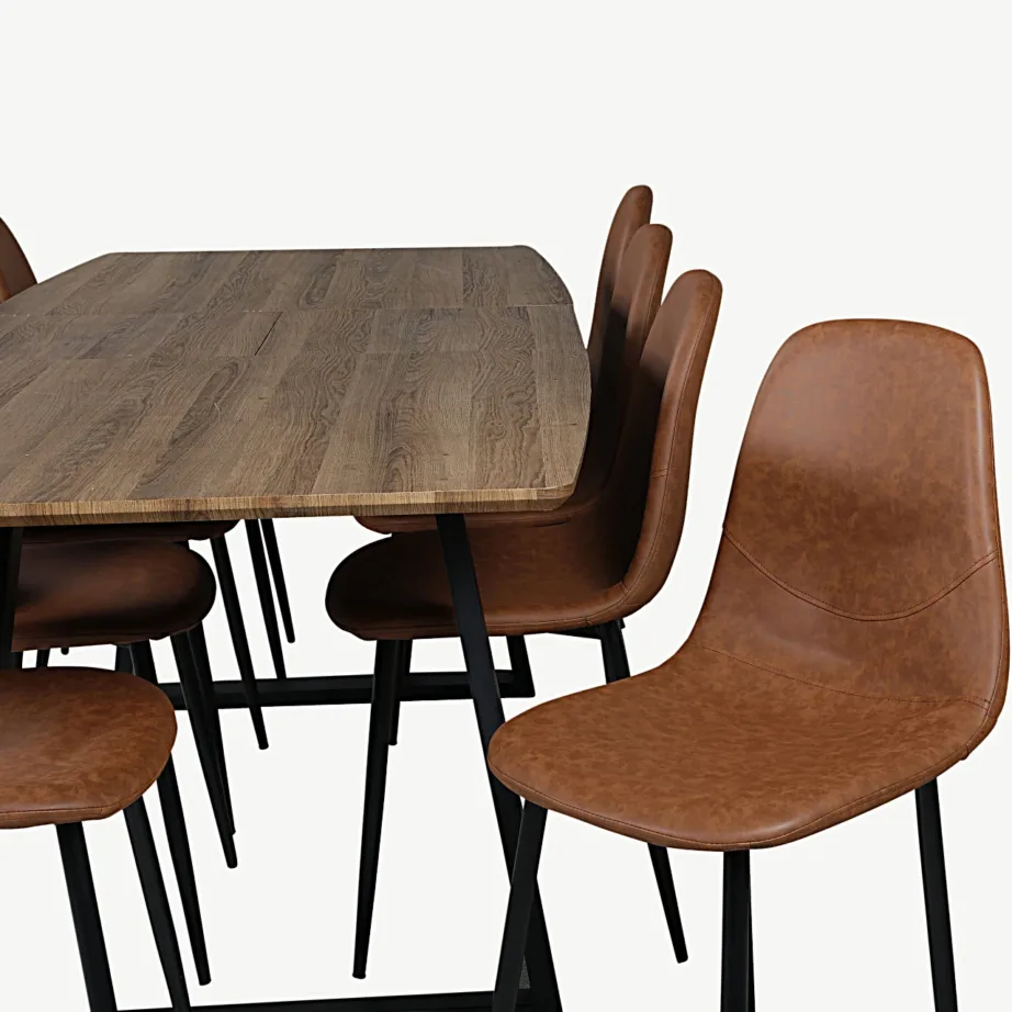 Pähklitooni söögilauakomplekt Inca mustade metalljalgade ja pruunide Polar toolidega, GR551 – 3