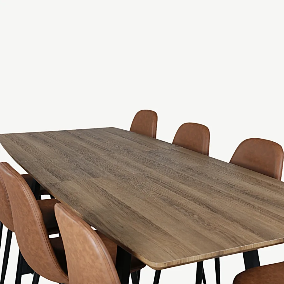 Pähklitooni söögilauakomplekt Inca mustade metalljalgade ja pruunide Polar toolidega, GR551 – 4