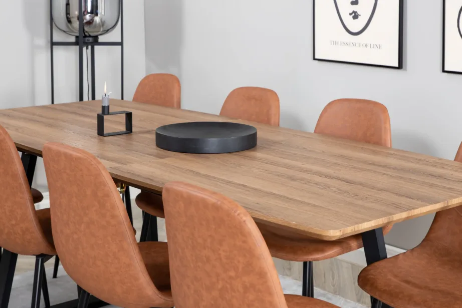 Pähklitooni söögilauakomplekt Inca mustade metalljalgade ja pruunide Polar toolidega, GR551 – 7