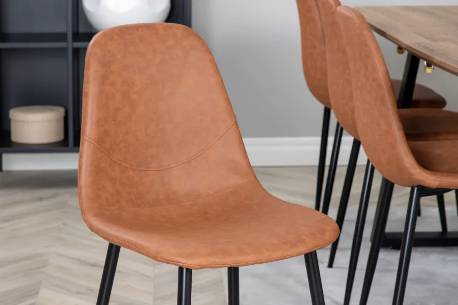 Pähklitooni söögilauakomplekt Inca mustade metalljalgade ja pruunide Polar toolidega, GR551 – 10