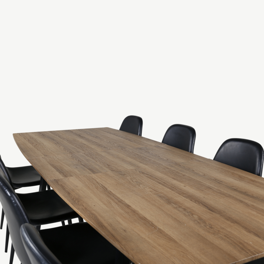 Ristkülikukujuline söögilaud Inca ja mustad Polar toolid (pähklitoon, terasjalad), GR553 – 3