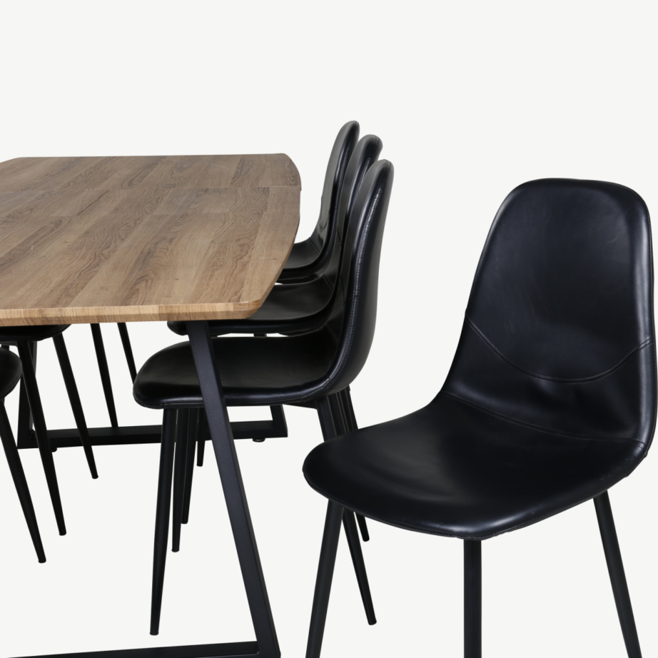 Ristkülikukujuline söögilaud Inca ja mustad Polar toolid (pähklitoon, terasjalad), GR553 – 4