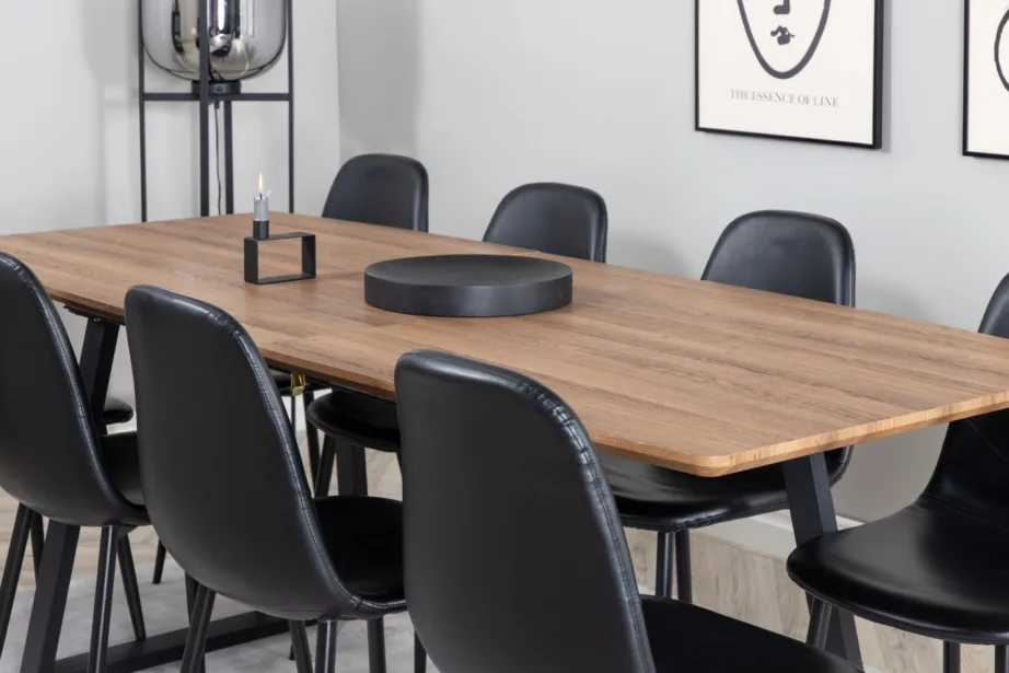 Ristkülikukujuline söögilaud Inca ja mustad Polar toolid (pähklitoon, terasjalad), GR553 – 7