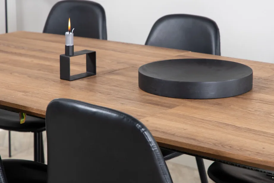 Ristkülikukujuline söögilaud Inca ja mustad Polar toolid (pähklitoon, terasjalad), GR553 – 8