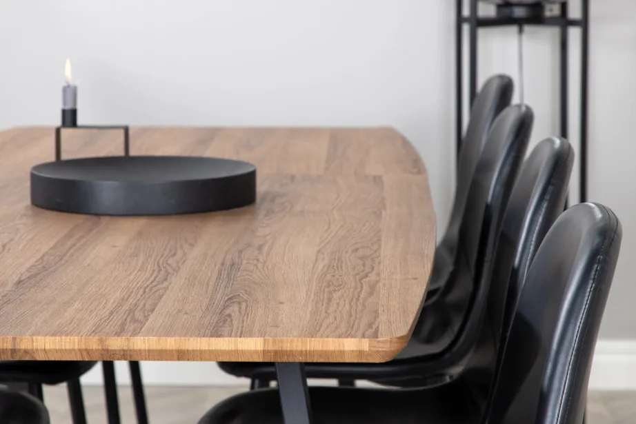 Ristkülikukujuline söögilaud Inca ja mustad Polar toolid (pähklitoon, terasjalad), GR553 – 9