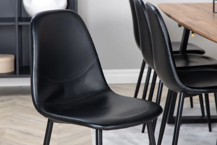 Ristkülikukujuline söögilaud Inca ja mustad Polar toolid (pähklitoon, terasjalad), GR553 – 10