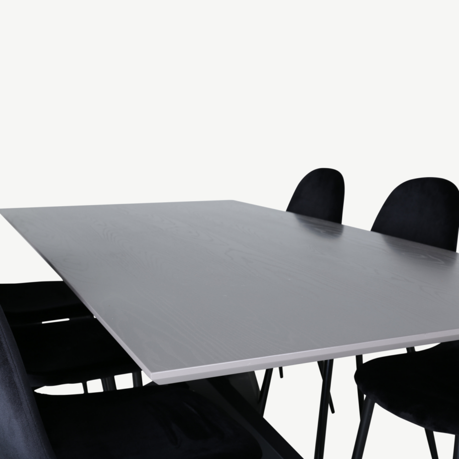 Hall ristkülikukujuline söögilaud Piazza ja musta velvetkattega Polar tool, GR22262 – 3