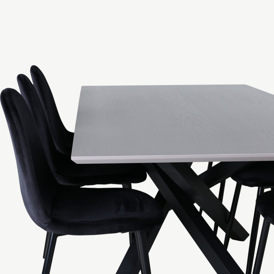 Hall ristkülikukujuline söögilaud Piazza ja musta velvetkattega Polar tool, GR22262 – 4