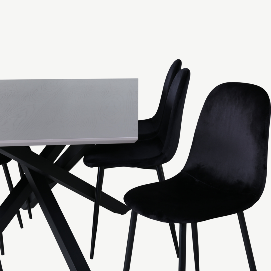 Hall ristkülikukujuline söögilaud Piazza ja musta velvetkattega Polar tool, GR22262 – 5