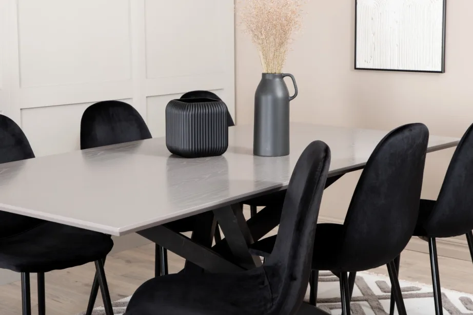 Hall ristkülikukujuline söögilaud Piazza ja musta velvetkattega Polar tool, GR22262 – 8