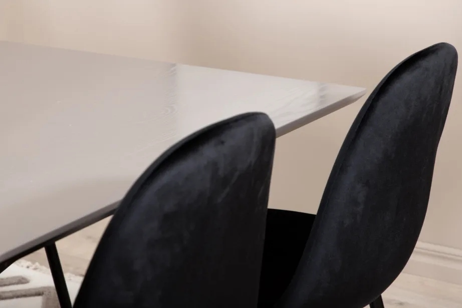 Hall ristkülikukujuline söögilaud Piazza ja musta velvetkattega Polar tool, GR22262 – 9