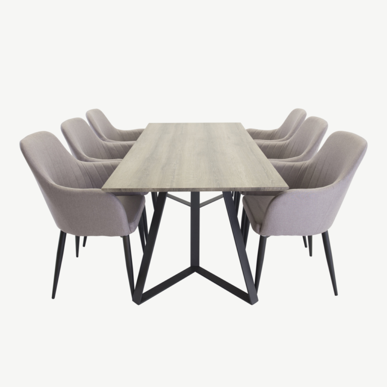 Hall söögilauakomplekt Marina metalljalgadel laud ja polsterdatud Comfort toolid (6 tk) - GR24046