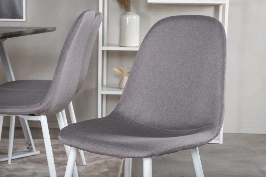 Hall söögilaud Marina valgete terasjalgade ja 6 halli Polar tooliga, GR24051 – 6