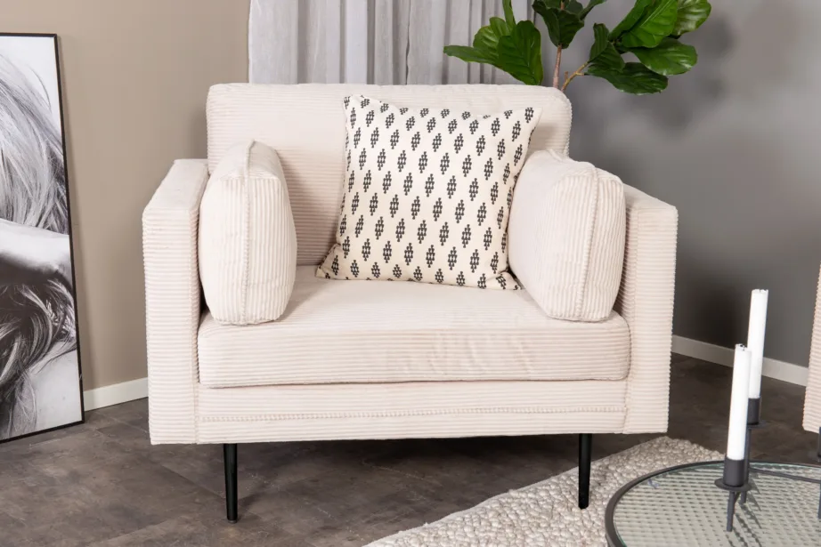 Hele beež manchester-kangast tugitool Boom (kuldsete jalgadega), GR19268 – 6