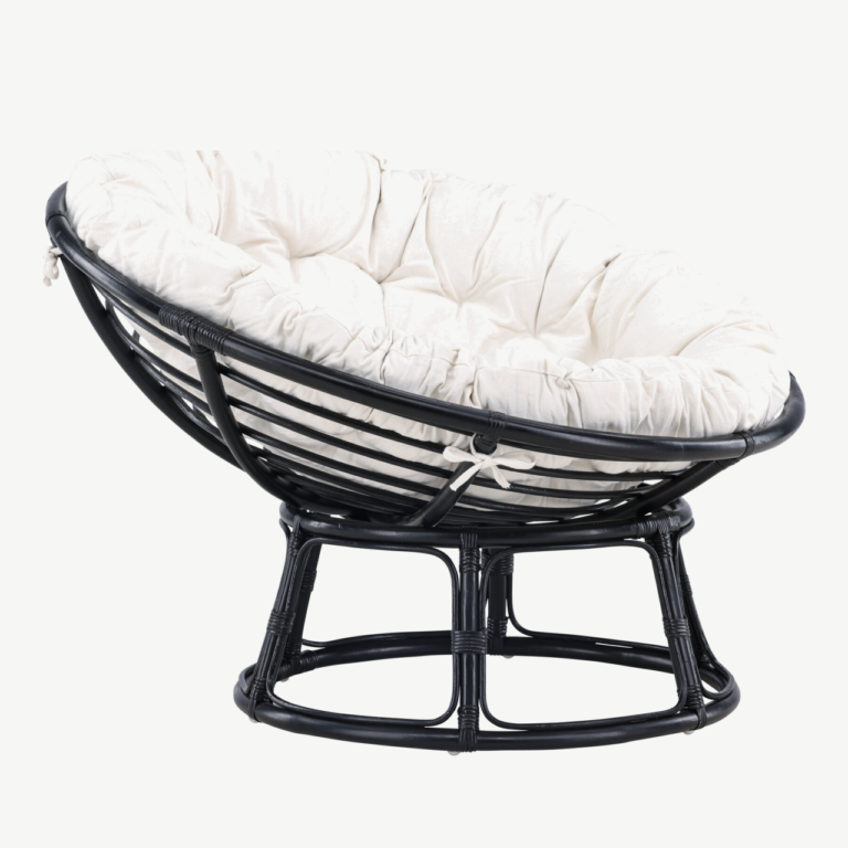 Hele polüesterpadjaga must rotangist lounge-tool Bonnie (115 × 101 × 91 cm) - 8184-100