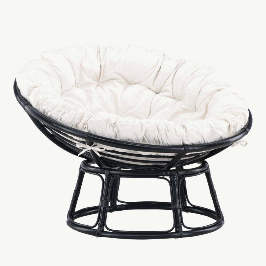 Hele polüesterpadjaga must rotangist lounge-tool Bonnie (115 × 101 × 91 cm), 8184-100 – 4