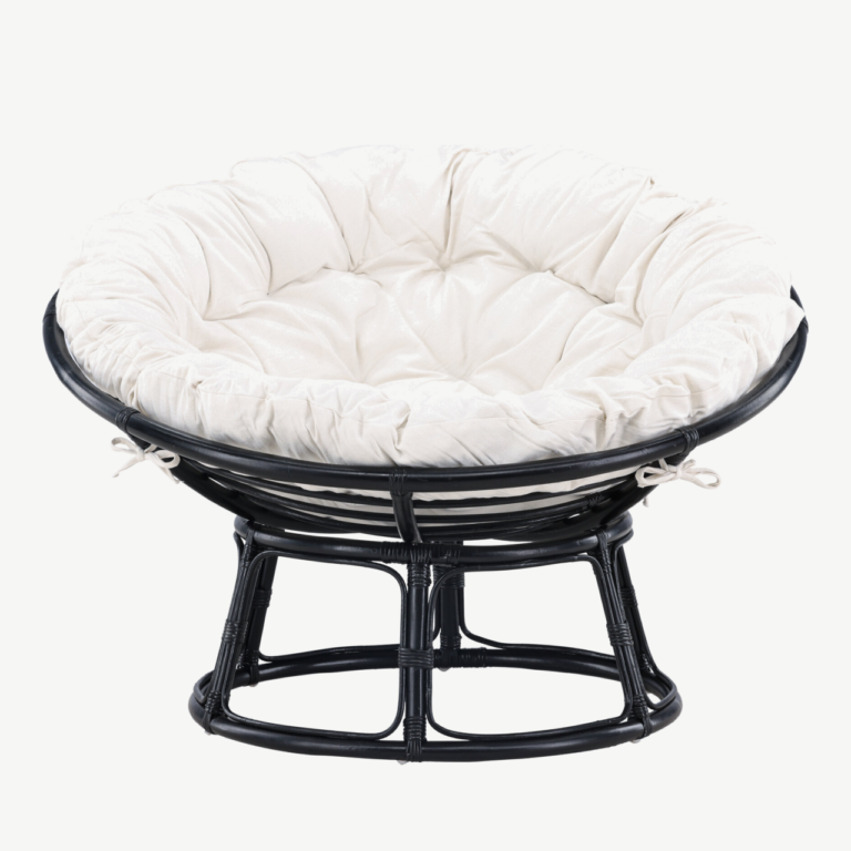 Hele polüesterpadjaga must rotangist lounge-tool Bonnie (115 × 101 × 91 cm) - 8184-100