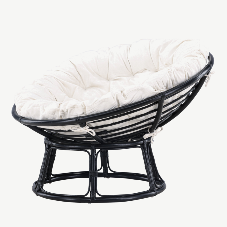 Hele polüesterpadjaga must rotangist lounge-tool Bonnie (115 × 101 × 91 cm) - 8184-100