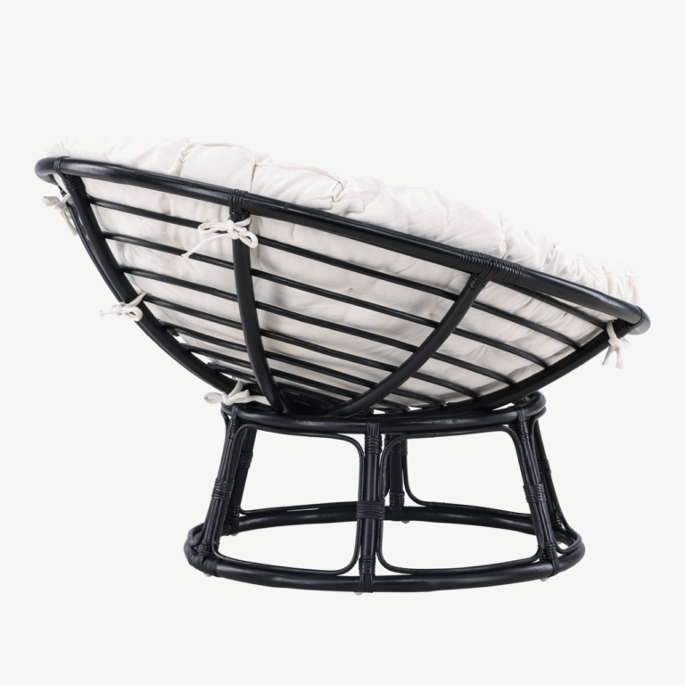 Hele polüesterpadjaga must rotangist lounge-tool Bonnie (115 × 101 × 91 cm) - 8184-100