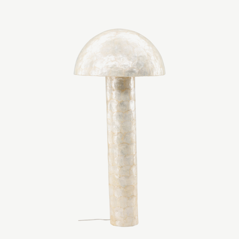 Helehall Capiz materjalist põrandalamp Lindön, ø55 cm - 61812-111