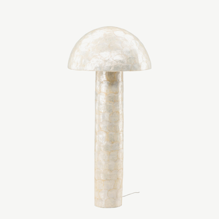 Helehall Capiz materjalist põrandalamp Lindön, ø55 cm - 61812-111