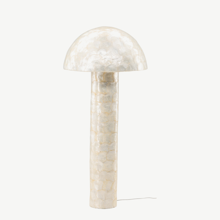 Helehall Capiz materjalist põrandalamp Lindön, ø55 cm - 61812-111