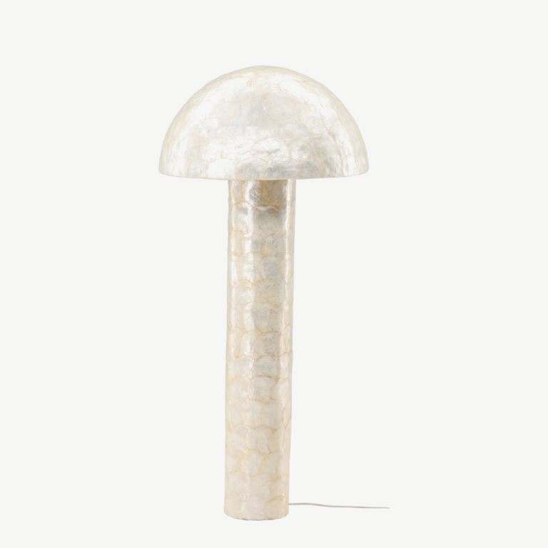 Helehall Capiz materjalist põrandalamp Lindön, ø55 cm - 61812-111