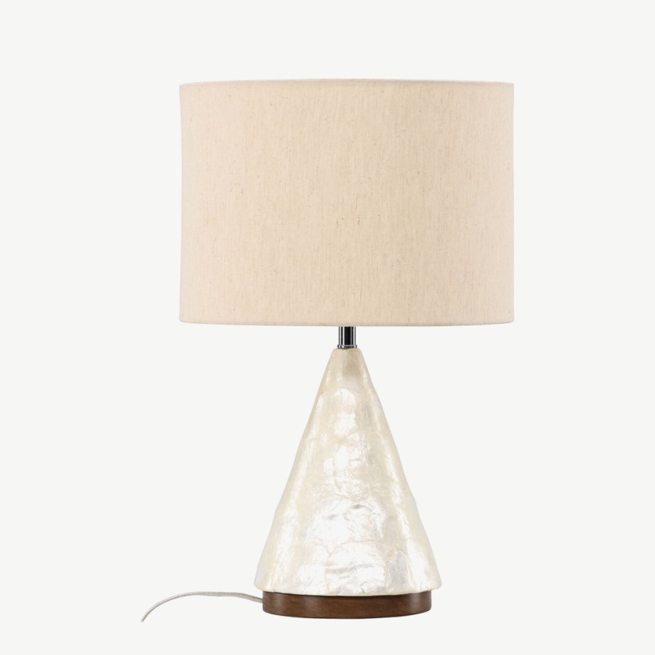 Helehall capiz-alusega laualamp Donsö (ø35cm, džuudist lambivari), 61809-111 – 2