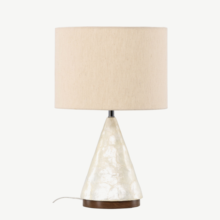Helehall capiz-alusega laualamp Donsö (ø35cm, džuudist lambivari) - 61809-111