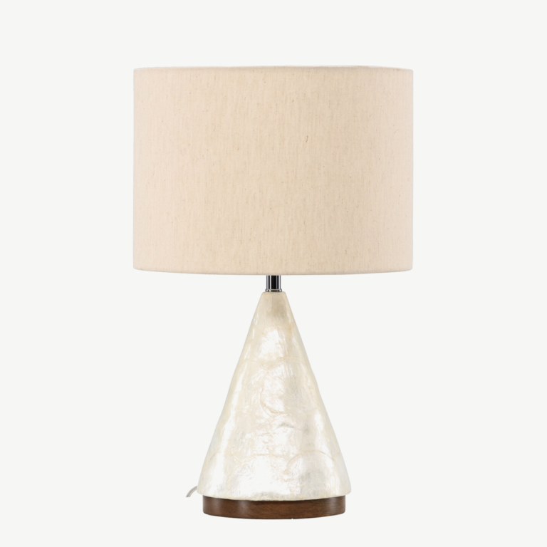 Helehall capiz-alusega laualamp Donsö (ø35cm, džuudist lambivari) - 61809-111