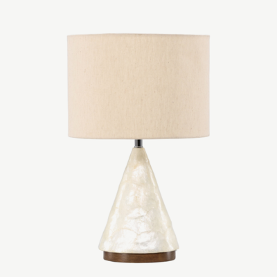 Helehall capiz-alusega laualamp Donsö (ø35cm, džuudist lambivari) - 61809-111
