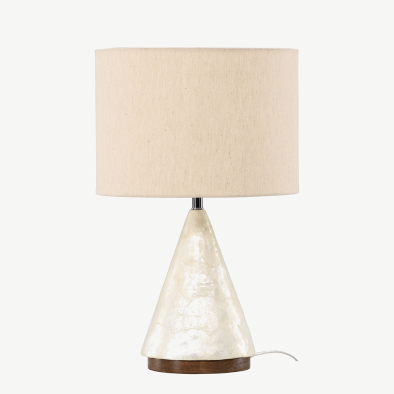 Helehall capiz-alusega laualamp Donsö (ø35cm, džuudist lambivari) - 61809-111