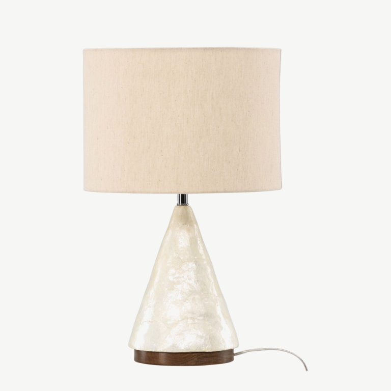 Helehall capiz-alusega laualamp Donsö (ø35cm, džuudist lambivari) - 61809-111