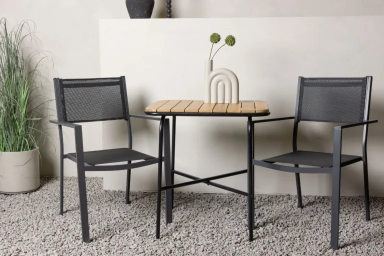 Holmbeck ristkülikukujuline aiamööblikomplekt (akaatsiapuu laud, 2 musta Copacabana tooli) - GR23386