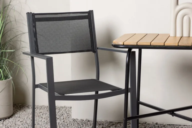 Holmbeck ristkülikukujuline aiamööblikomplekt (akaatsiapuu laud, 2 musta Copacabana tooli) - GR23386