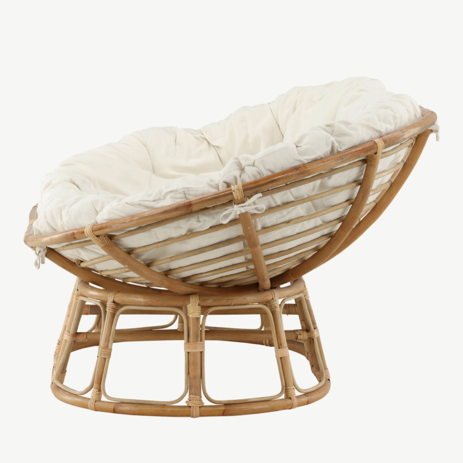 Kahekohaline rotangist lounge-tool Mamasan, loodusliku raami ja heledusega pehme padjaga, 3107-101 – 9