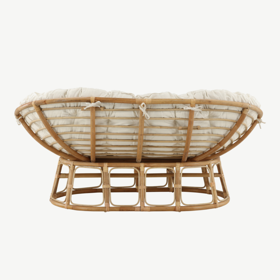 Kahekohaline rotangist lounge-tool Mamasan, loodusliku raami ja heledusega pehme padjaga, 3107-101 – 12