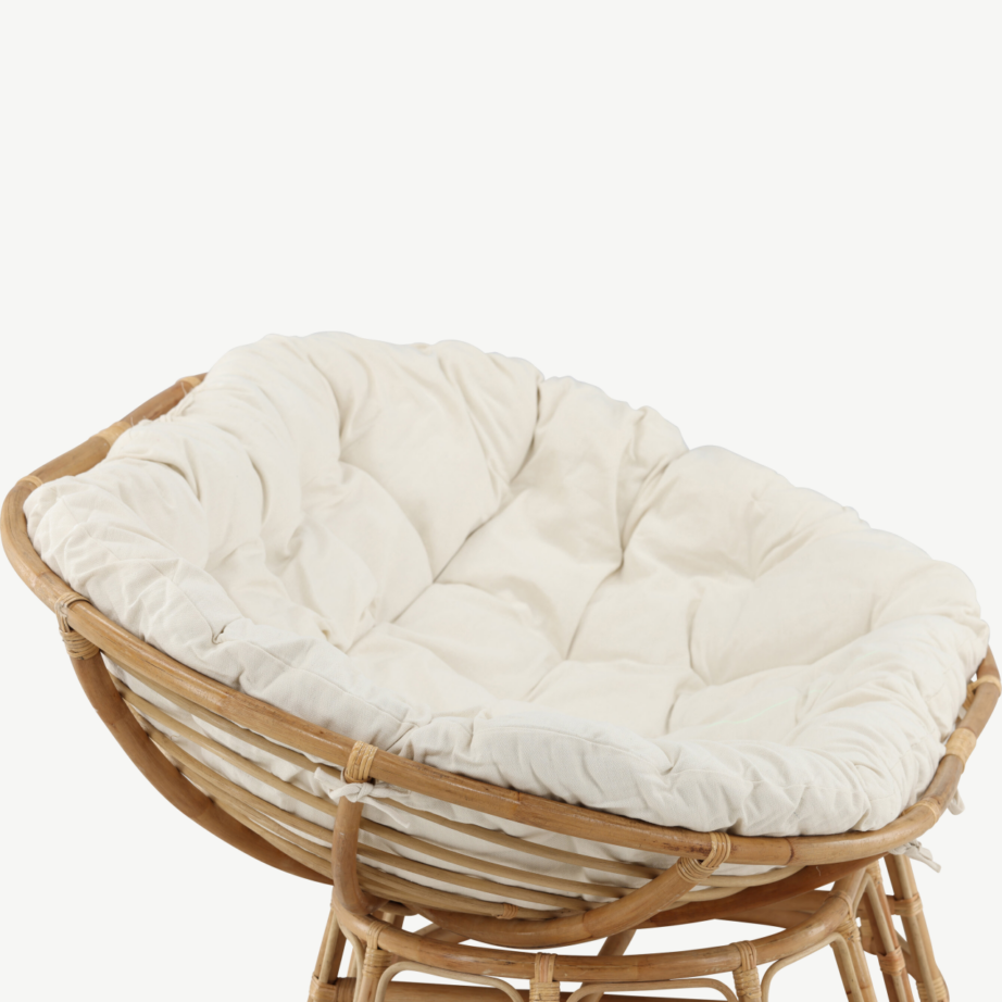 Kahekohaline rotangist lounge-tool Mamasan, loodusliku raami ja heledusega pehme padjaga, 3107-101 – 5