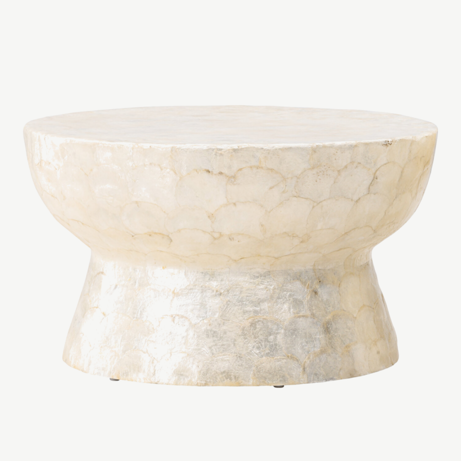 Kaheosaline capiz-diivanilaudade komplekt: helehall Sandön laud ø70 cm ja ø40 cm, GR24621 – 4