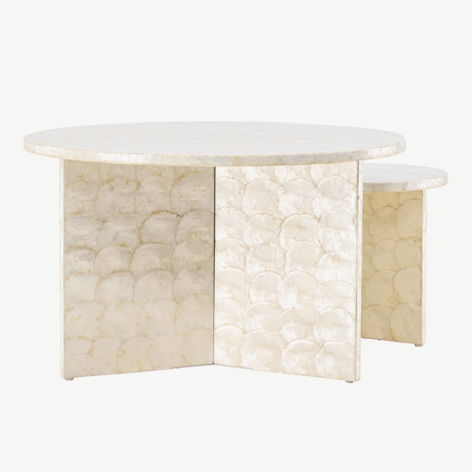 Kaheosaline kapizist diivanilauakomplekt Smögen, helehall ümmargune laudade komplekt, GR24622 – 2