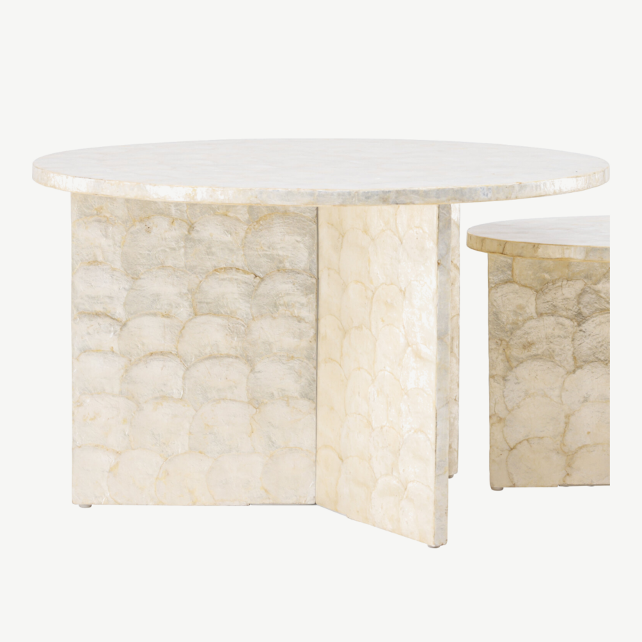 Kaheosaline kapizist diivanilauakomplekt Smögen, helehall ümmargune laudade komplekt, GR24622 – 3