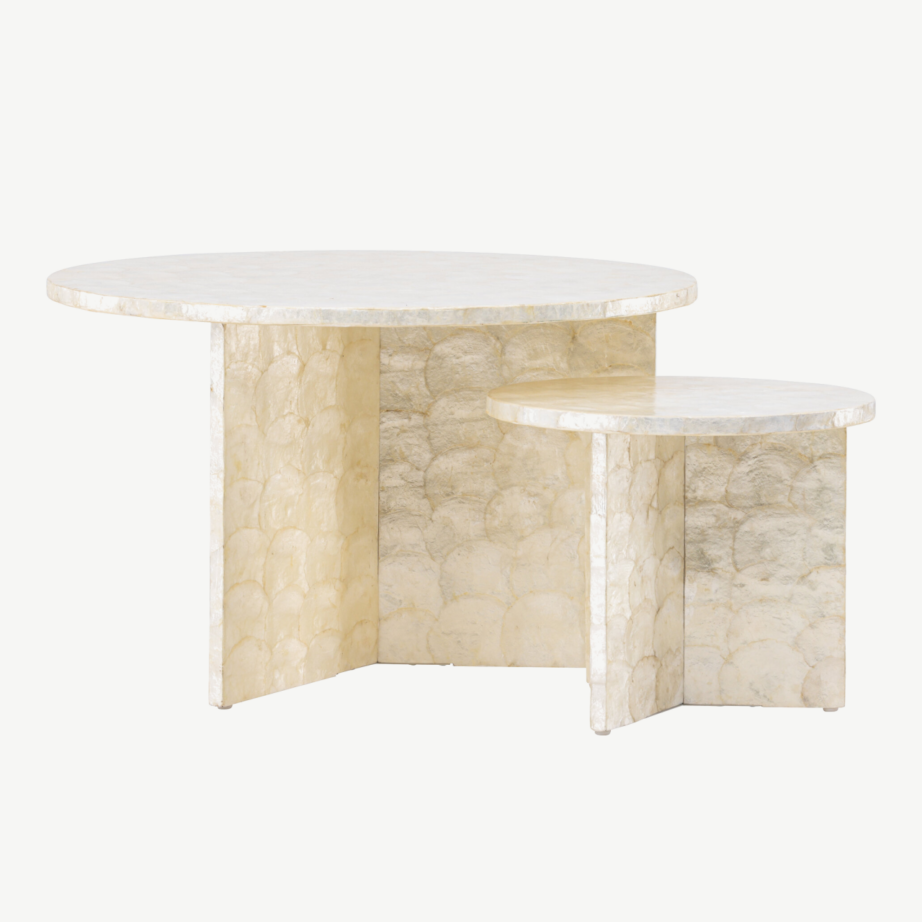 Kaheosaline kapizist diivanilauakomplekt Smögen, helehall ümmargune laudade komplekt, GR24622 – 5