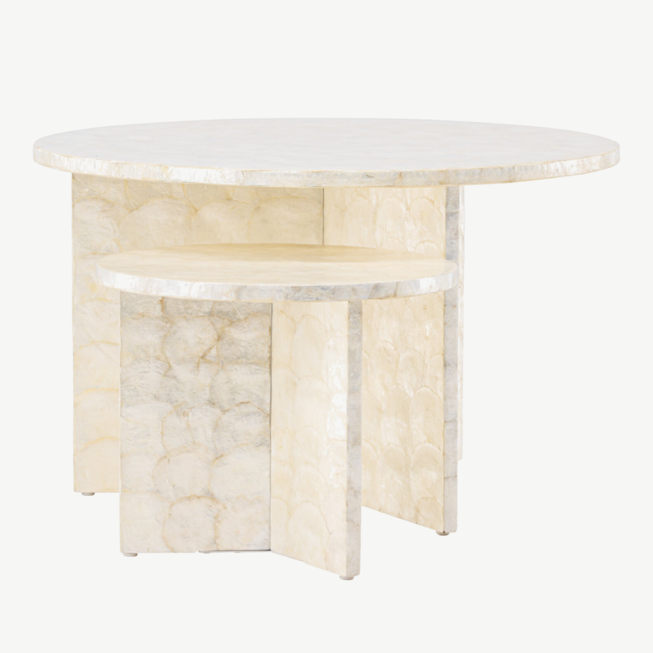 Kaheosaline kapizist diivanilauakomplekt Smögen, helehall ümmargune laudade komplekt, GR24622 – 6