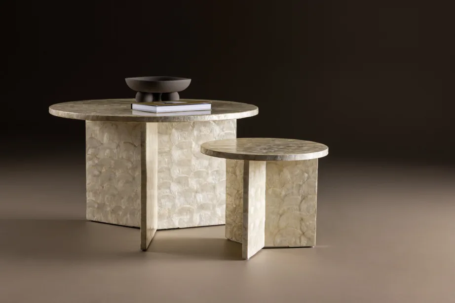 Kaheosaline kapizist diivanilauakomplekt Smögen, helehall ümmargune laudade komplekt, GR24622 – 7