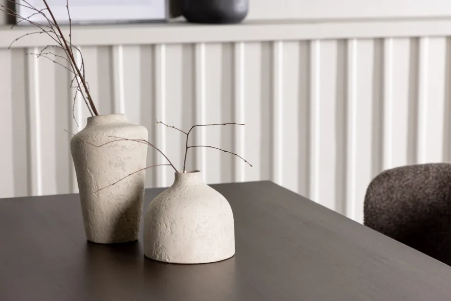 Kaseidon söögilauakomplekt (tumepruun MDF, kummipuu) koos Modesto toolidega (tumehall buklee, mustad metalljalad), GR23862 – 7