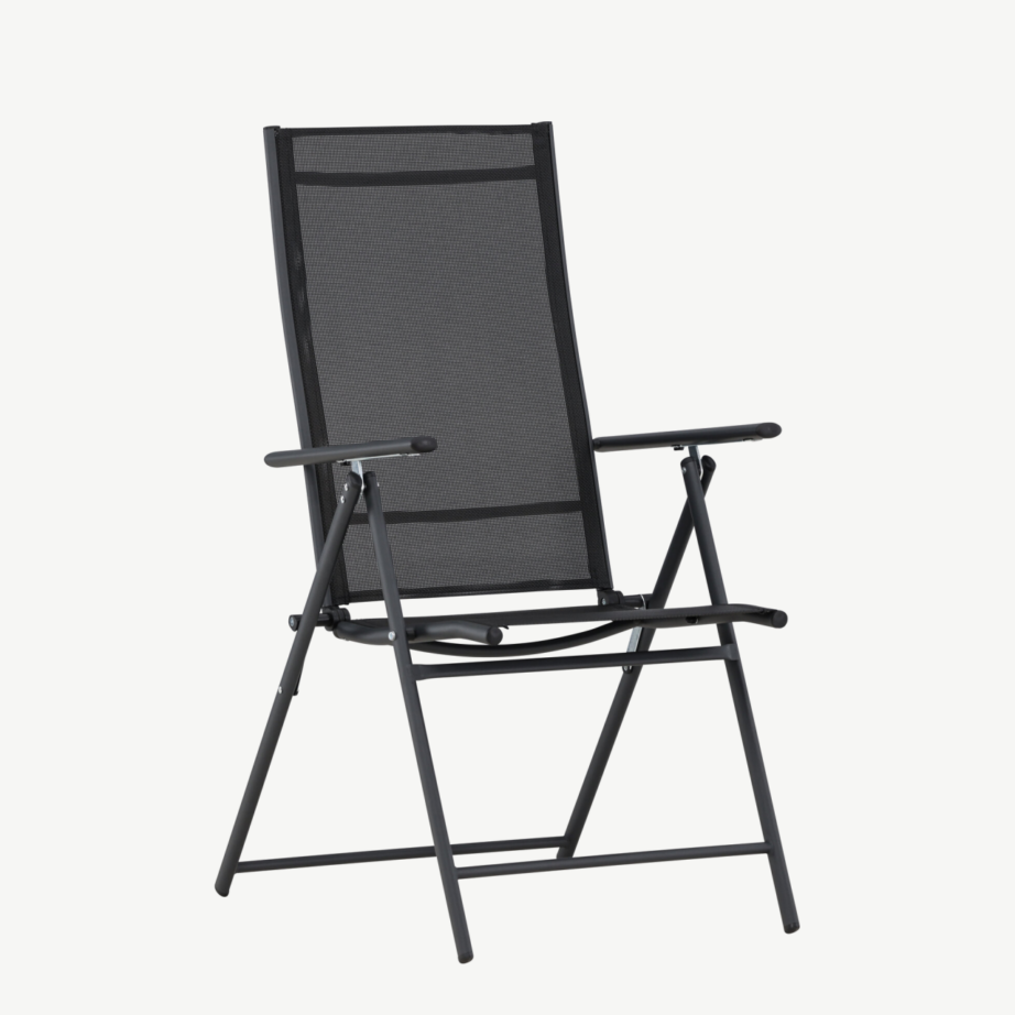 Kokkupandav reguleeritava seljatoega must õuetool Levanzo (teras, tekstiileen), 9797-100 – 4