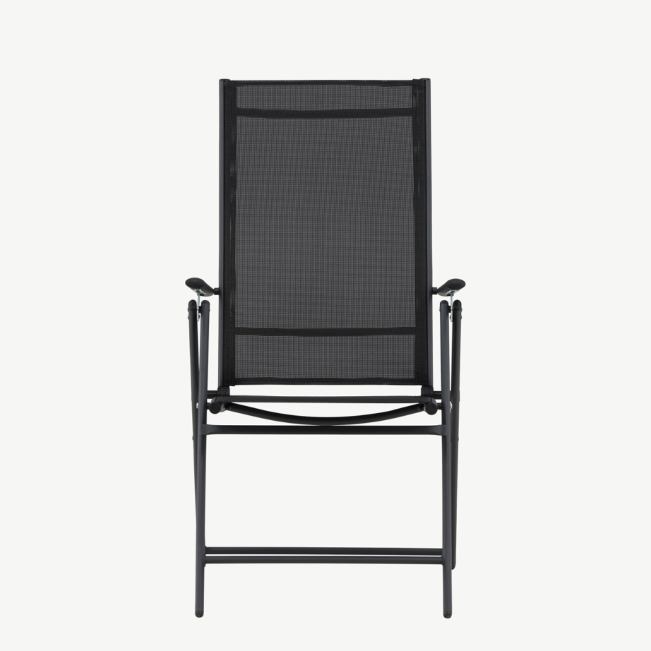 Kokkupandav reguleeritava seljatoega must õuetool Levanzo (teras, tekstiileen), 9797-100 – 6