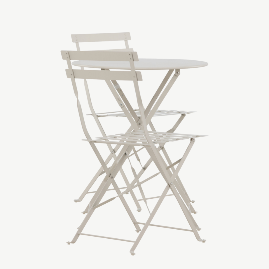 Kokkupandav terasest aiakomplekt Tao Cafe (beež, laud ja 2 tooli), 9790-222 – 2