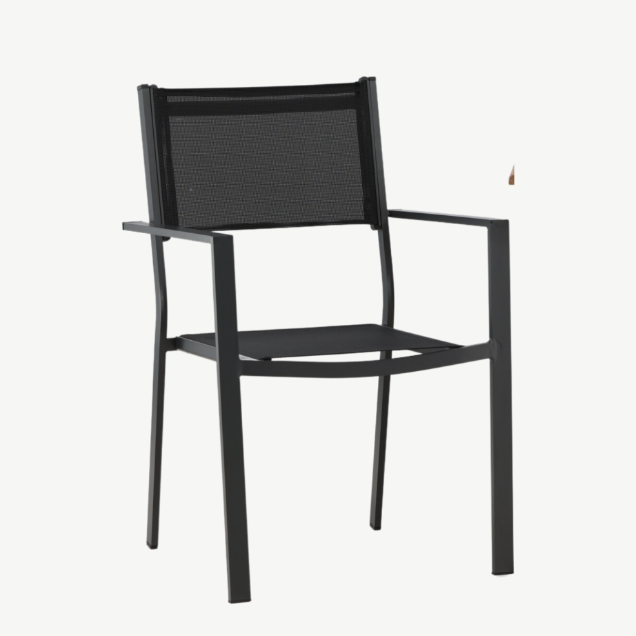 Kokkupandav tiigipuust aiamööbli komplekt Ghana, laud 70×70 cm ja 2 musta Copacabana tooli, GR22781
